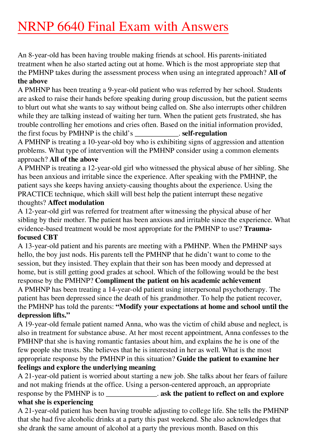 Preview image for NRNP 6640 Final Exam with Answers